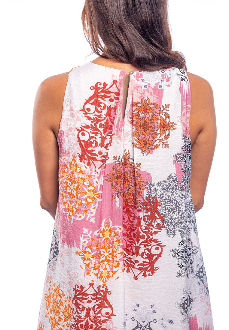 East India Company Amber Elegance Printed Short Dress - Dusty Pink