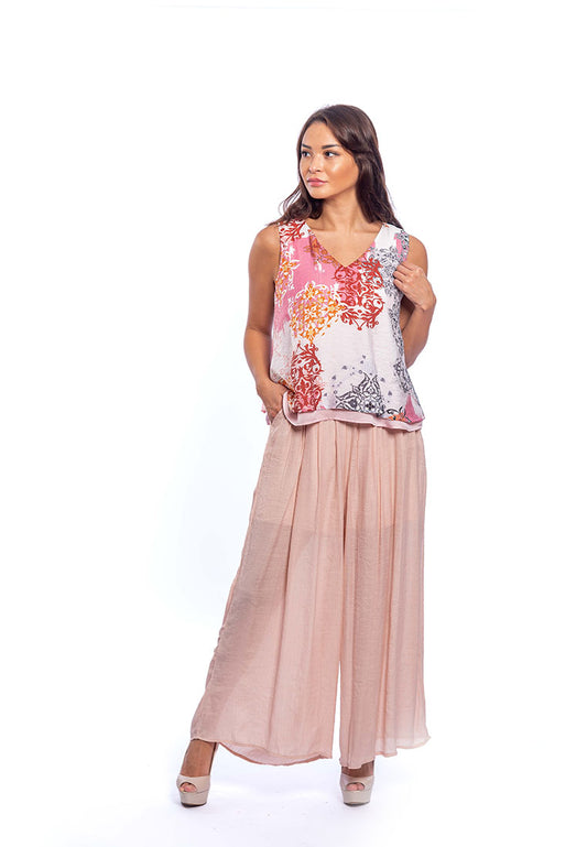 East India Company Abby Printed Sleeveless Blouse - Pink
