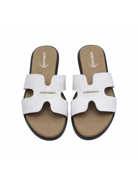 Angel & Kelly - White H-Cut Flat Slide Sandals