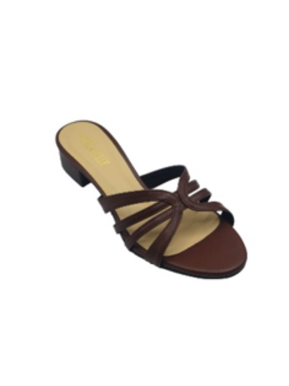 Brown Strappy Low-Heel Mule Sandals