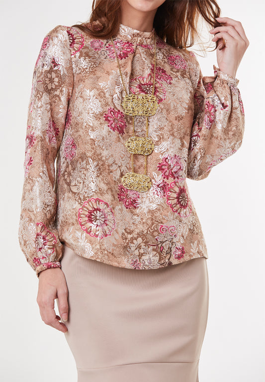 ZONA - Jane, Demure Smocked Neck Blouse