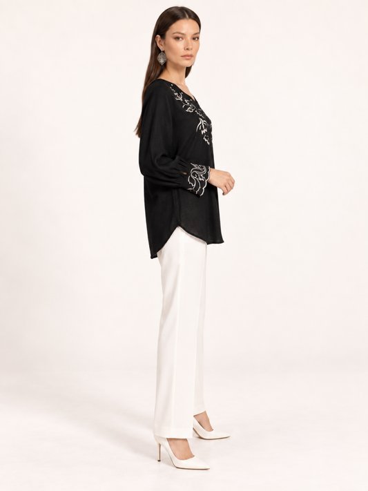 East India Company - Sheena, Embroidered Long Sleeve Blouse