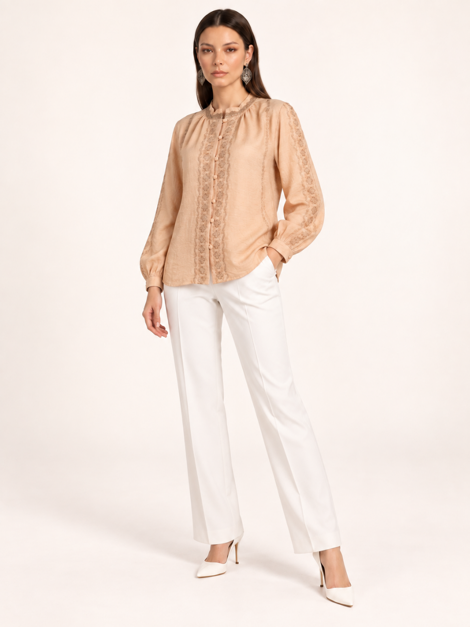 East India Company - Sheena, Embroidered Long Sleeve Blouse