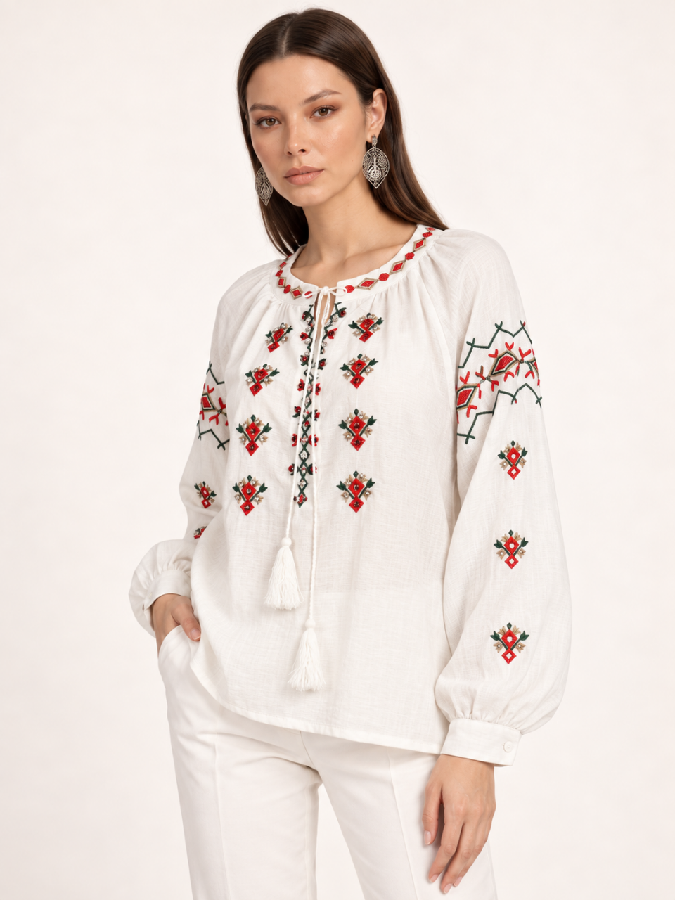 East India Company - Sheena, Embroidered Long Sleeve Blouse