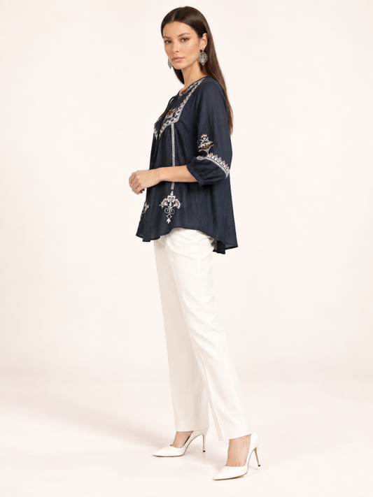 East India Company - Sheena, Embroidered Long Sleeve Blouse
