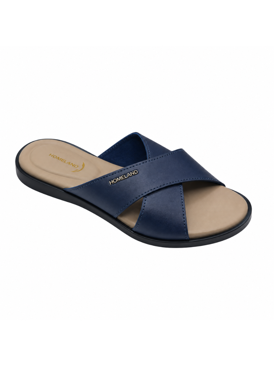 Angel & Kelly - Navy Blue Crossover Flat Slides