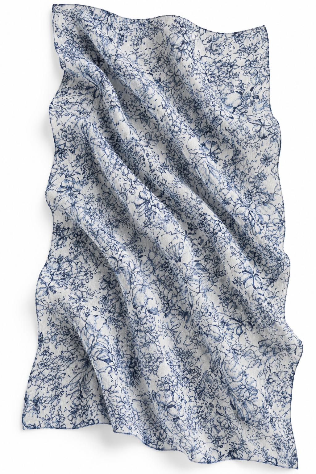 SOMERSET BAY - Blue Chintz Floral Tasseled Scarf