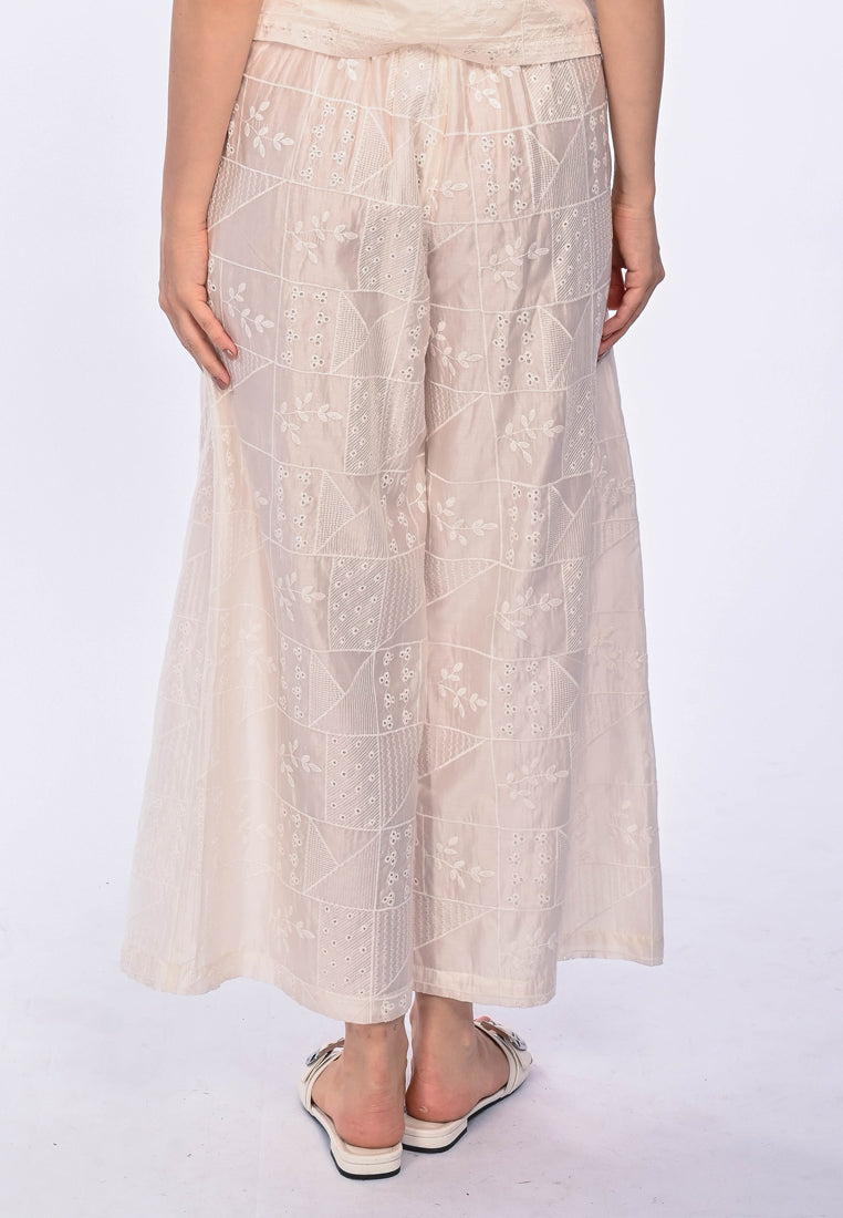 SHILOH - Schiffli flare long pants