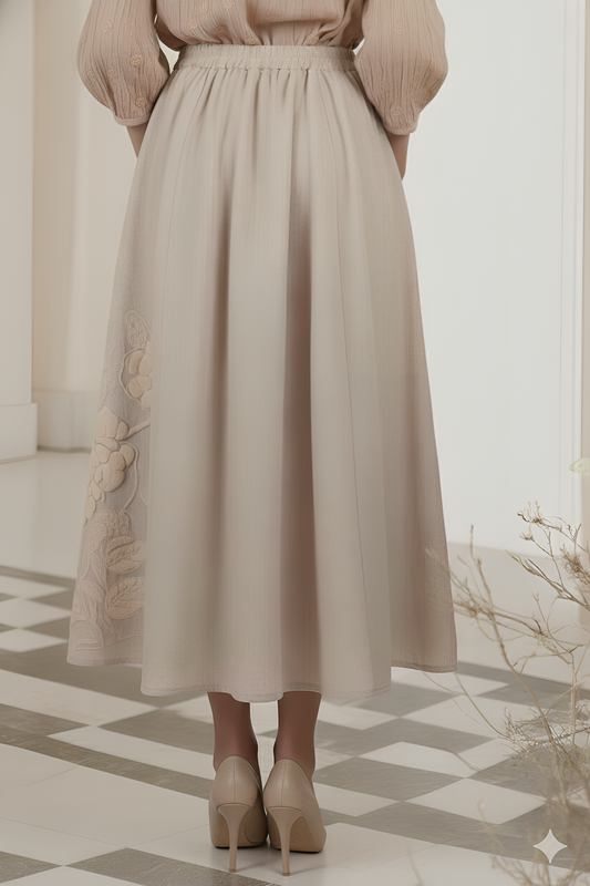 East India Company - Embroidered Linen Circle Skirt