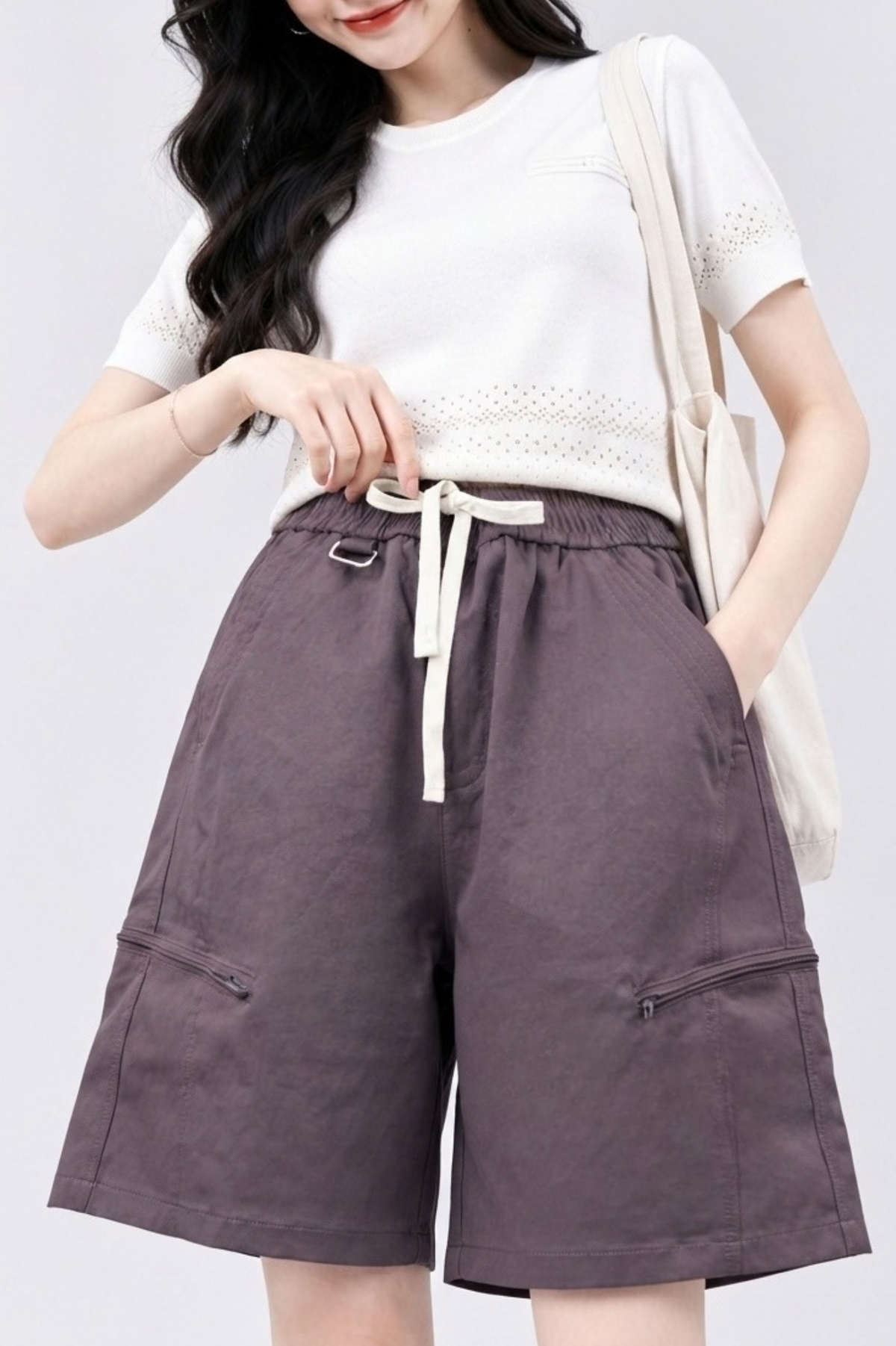 CAPE COD - Wide-Leg Zip Pocket Shorts