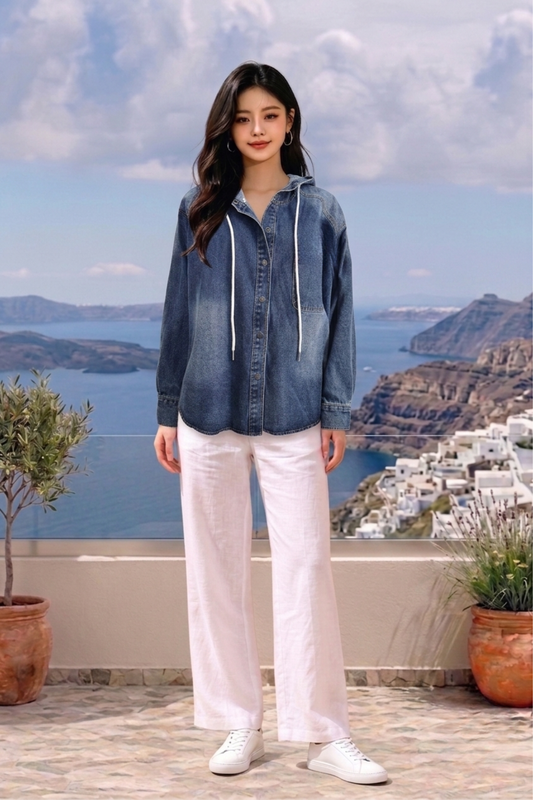 CAPE COD - LONG SLEEVE DENIM HOODIE JACKET