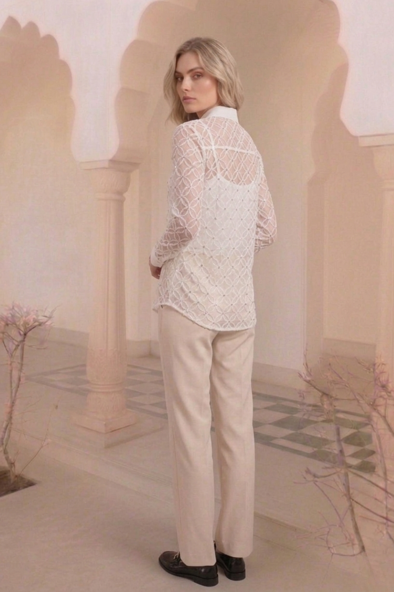 East India Company - Diamante Lace Overlay Blouse