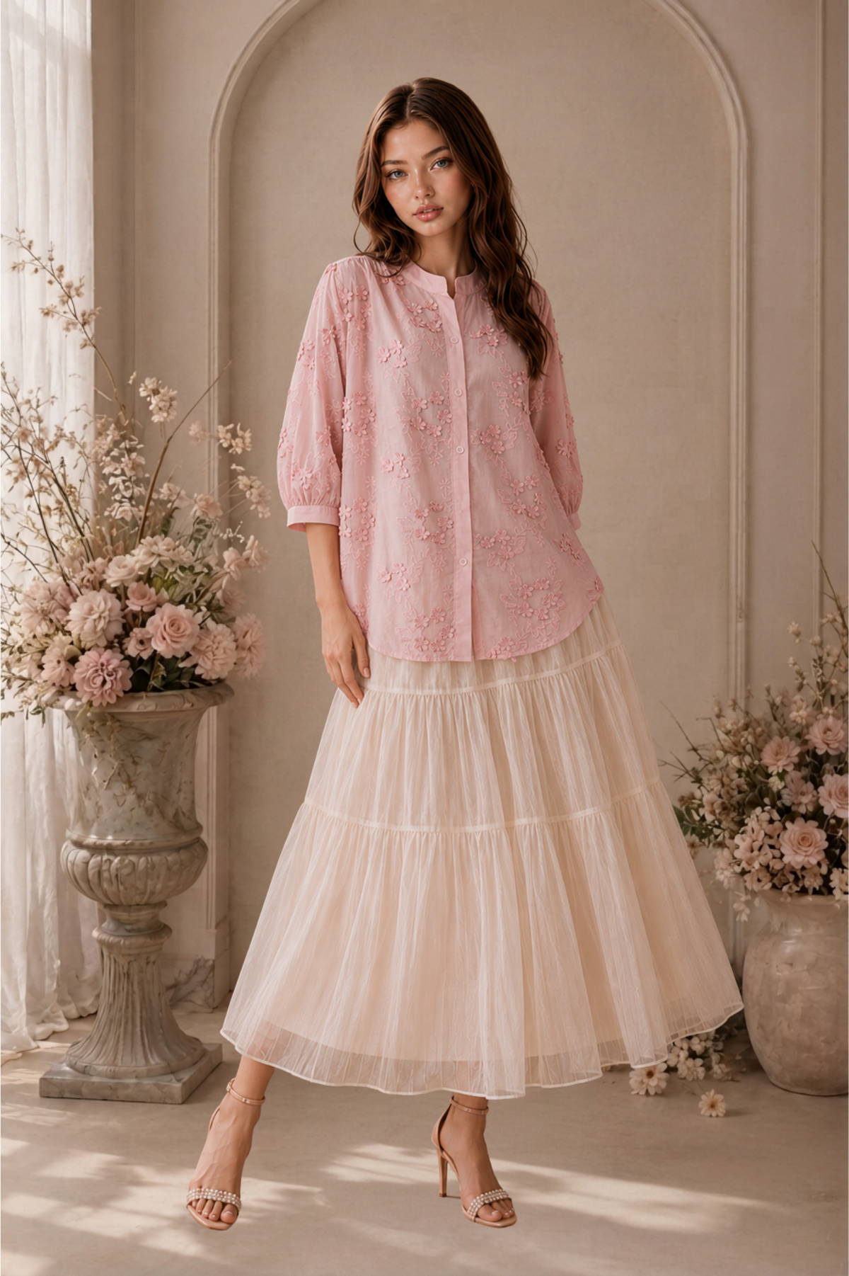 SOMERSET BAY - Textured Floral Embroidered Blouse