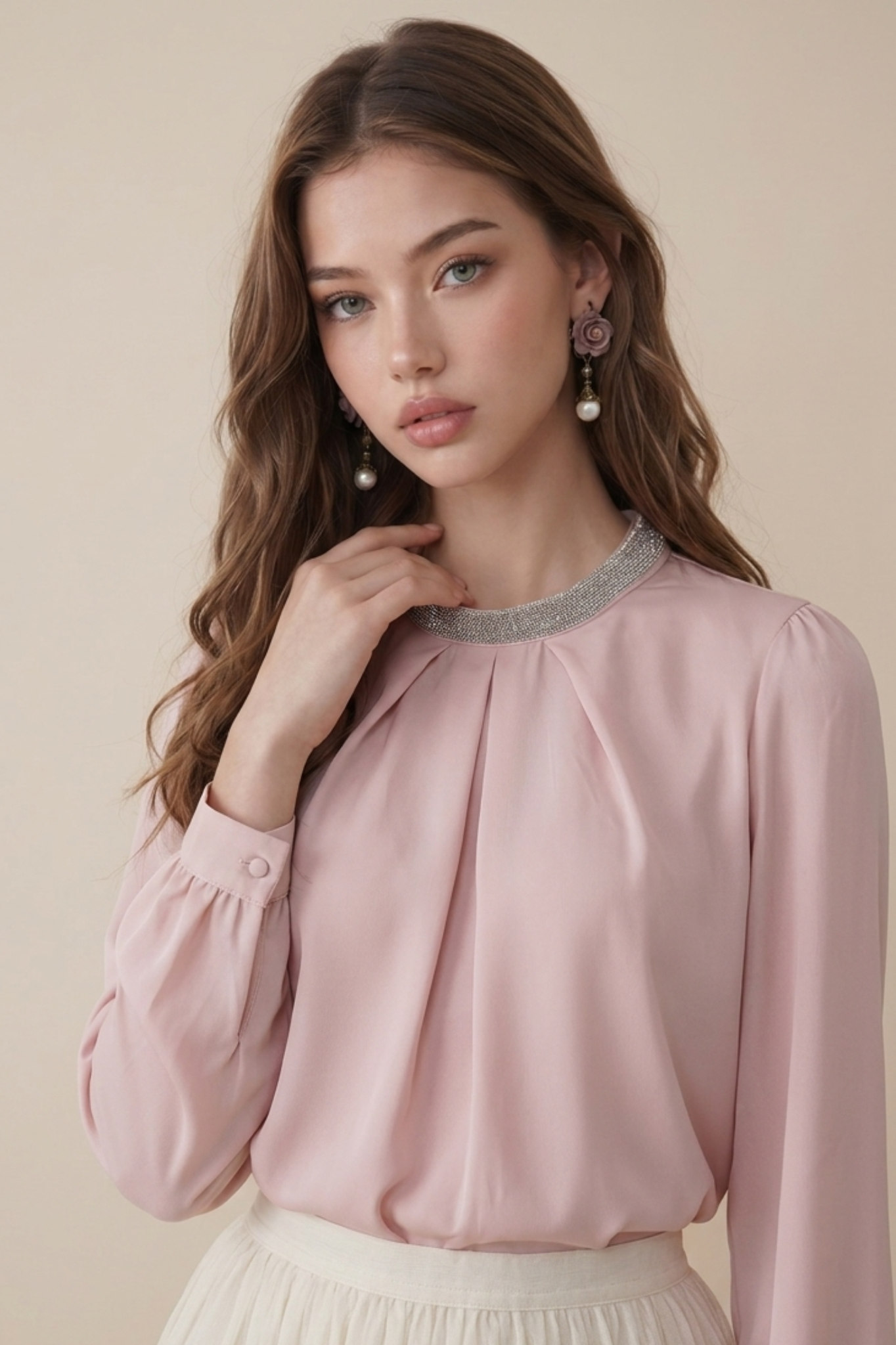 SOMERSET BAY - LONG SLEEVE SILKY BLOUSE
