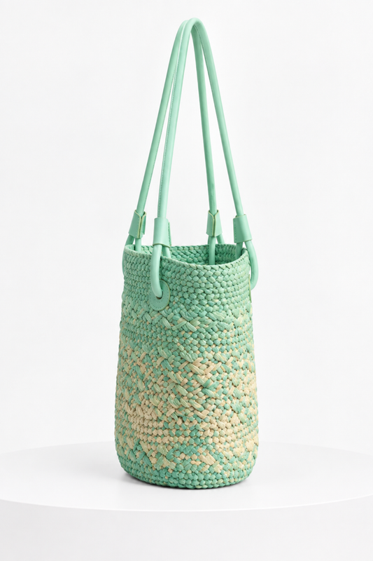 SOMERSET BAY - Seafoam Woven Cyan Straw Tote