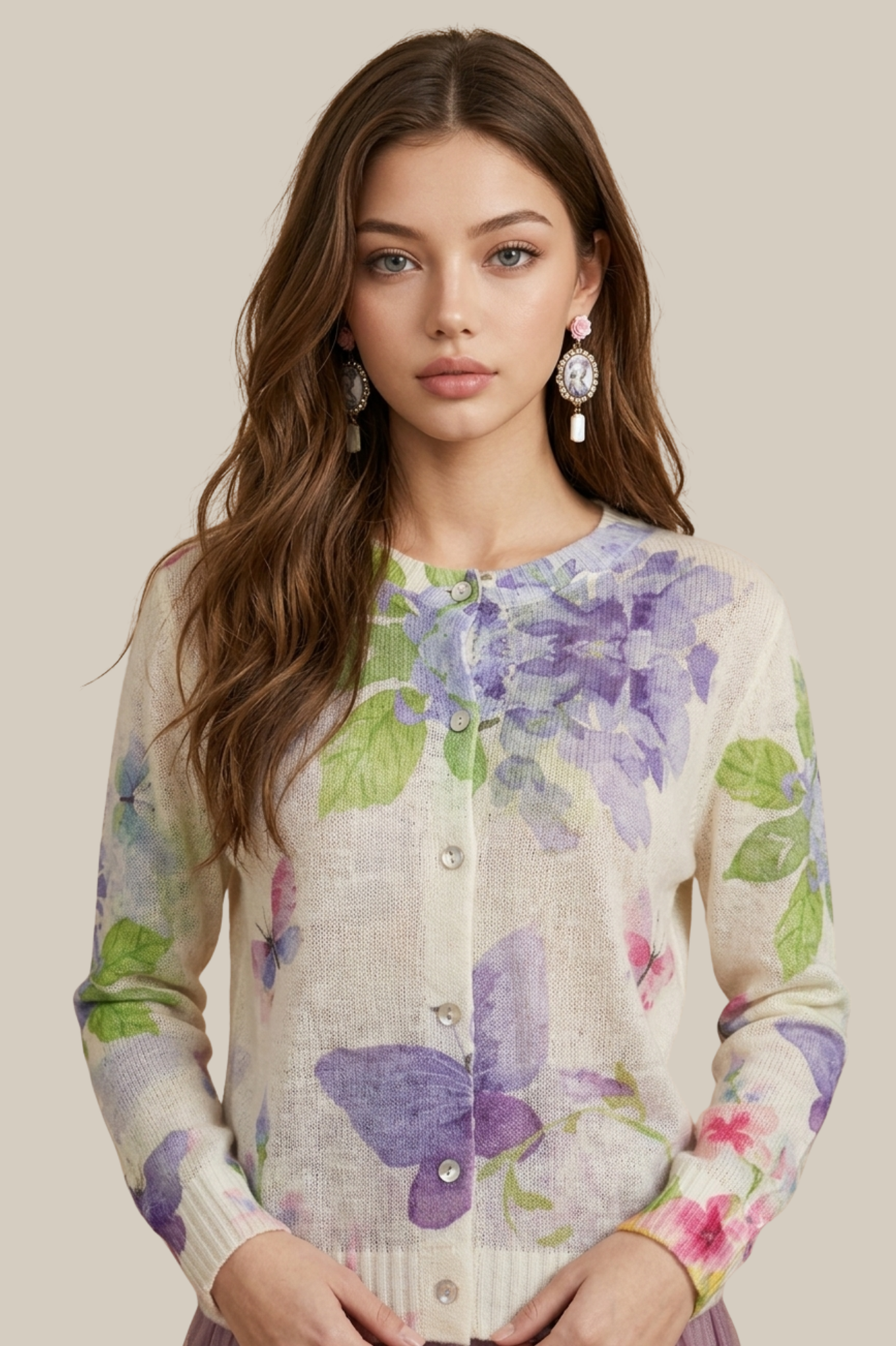 SOMERSET BAY - LONG SLEEVE PRINTED BUTTERFLY CARDIGAN