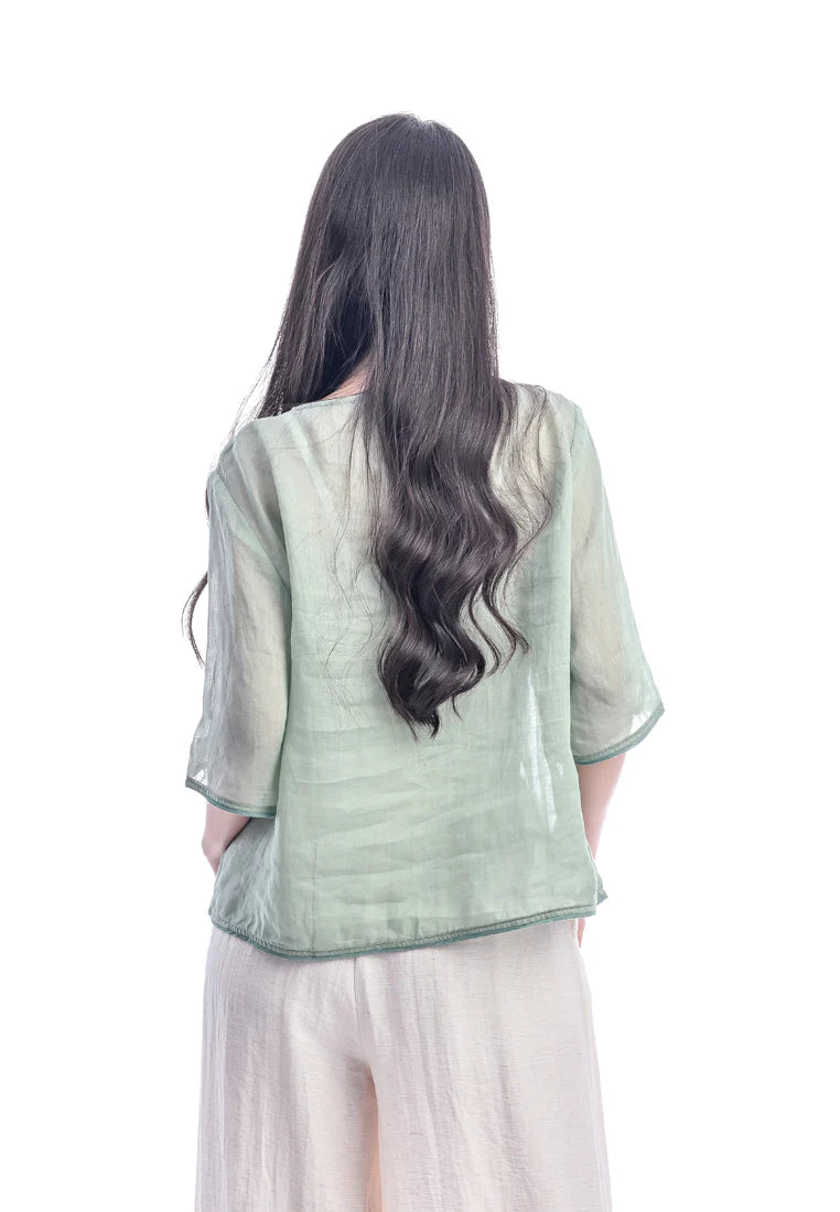 East India Company -Anisa, Embroidered Chinese Style half Sleeve Blouse