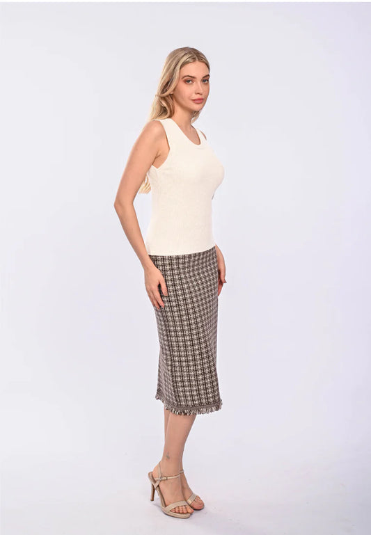 East India Company Arda Machine Knitted Sleeveless Top White