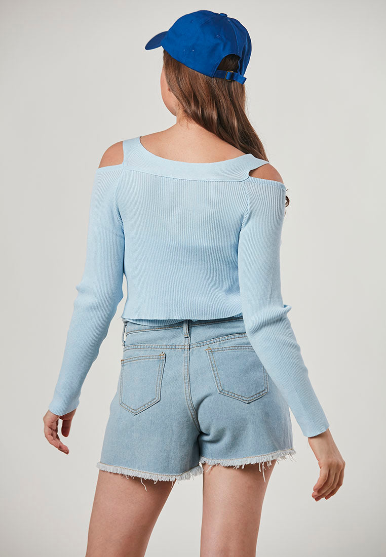 ADELYN - Freestyle Knit Crop Top With A Twist