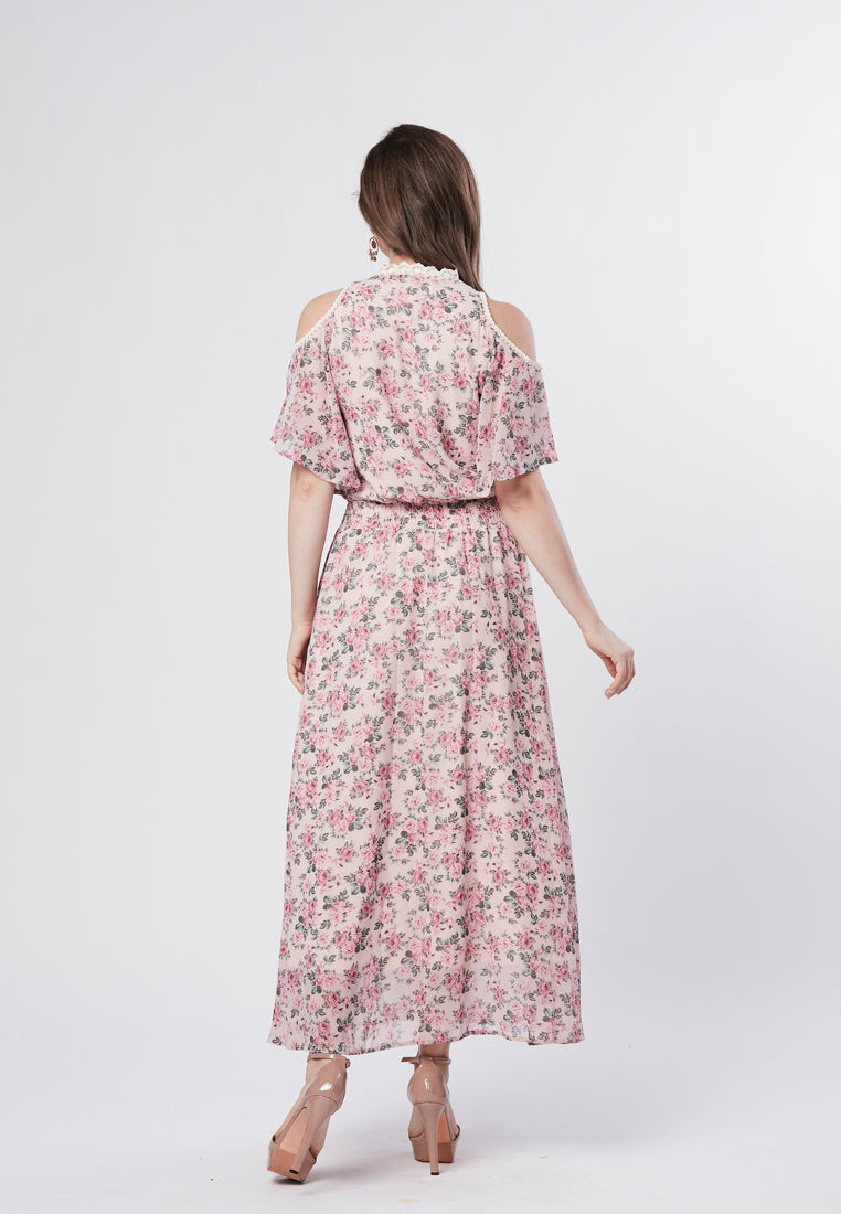 PRESLEY - Maxi Cold Shoulder Floral Dress