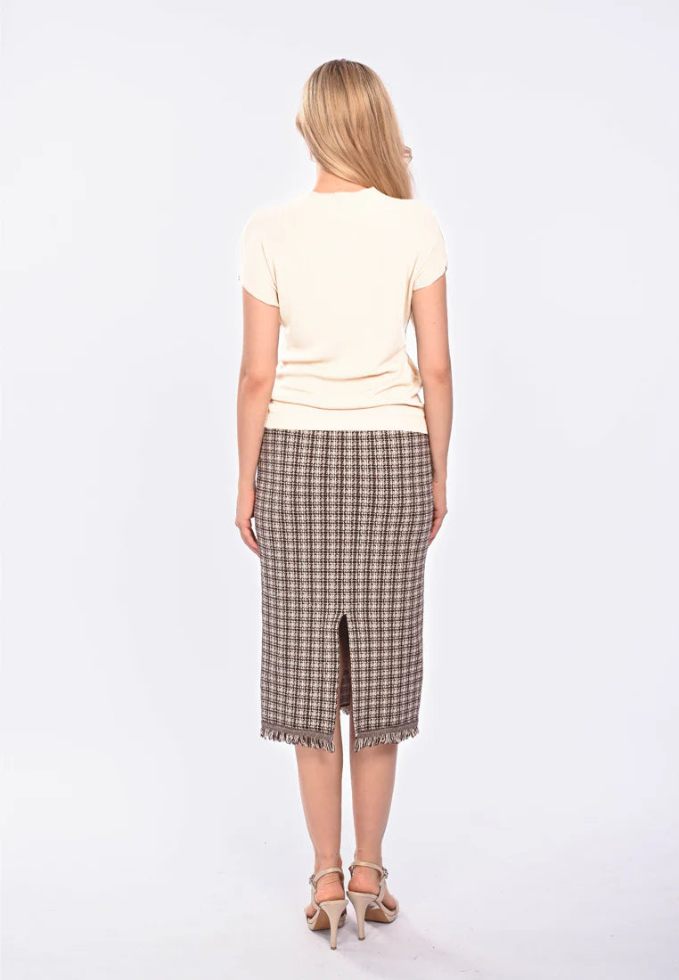 East India Company Eve Machine Knitted Short Sleeve Top Beige