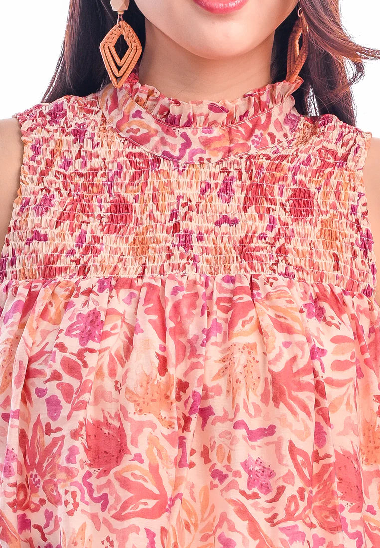 East India Company -Hester, Smocked Front Yoke Sleeveless Bubble Top