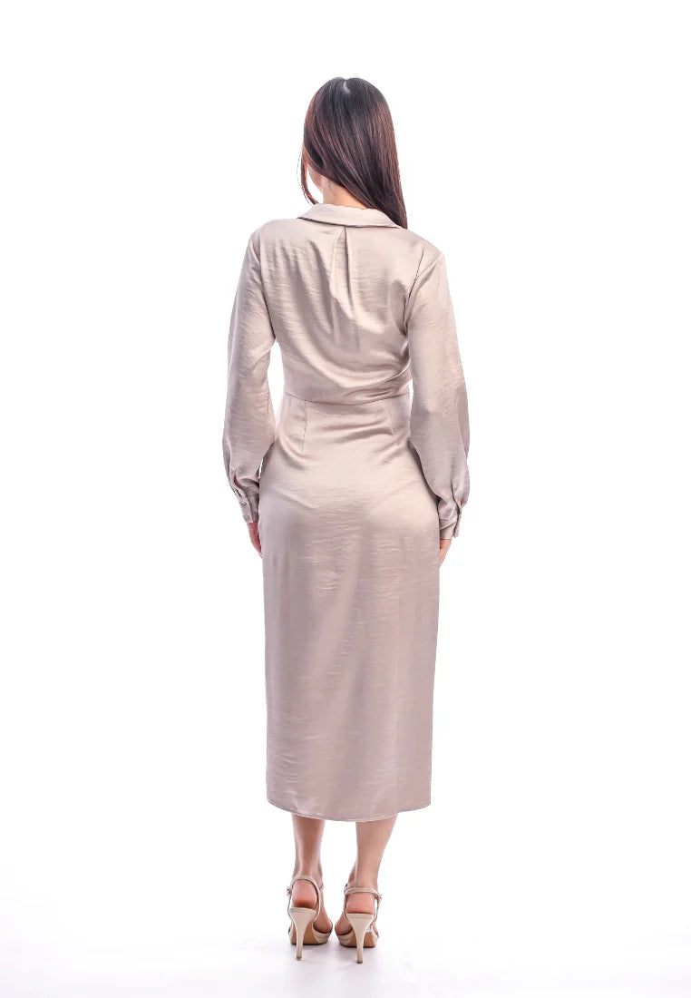 East India Company - Laurie - Satin Draped Midi Dress