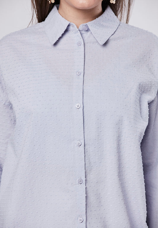 DELANEY - Classic Shirt Blouse in Swiss Dot Cotton Rayon