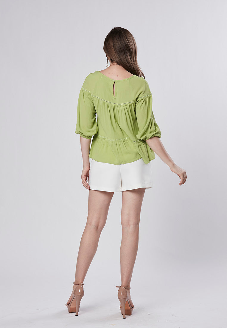 LILITH - Flowy Tiered Swing Top with Lace