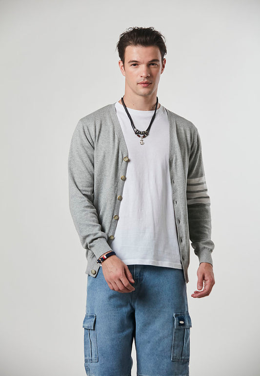 OLIVER - Sporty Slim-Fit Four Bar Mens Cardigan