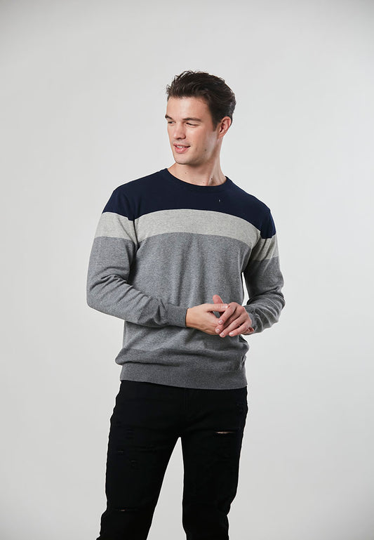NOAH - New Slim fit Pullover Knit Sweater In Subtle Color Block