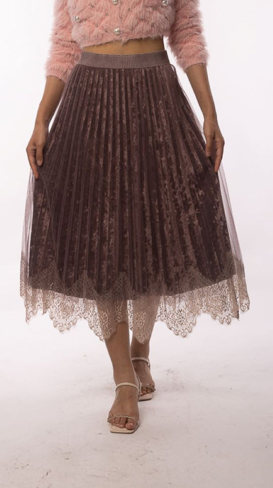 Somerset Bay - BERNADINE Pleat Border Hem Long Skirt