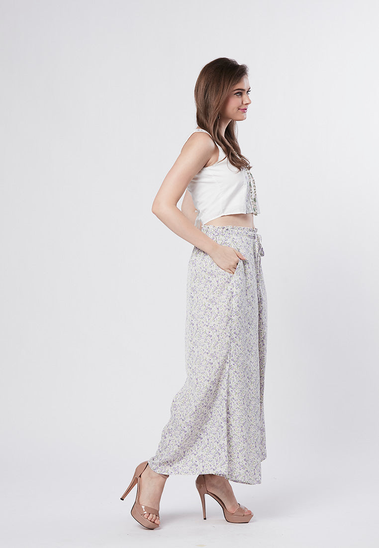 ELAINA - Floral Palazzo Pant with Box Pleat