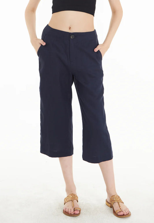 East India Company Syd - Wide Leg 3/4 Linen Pants
