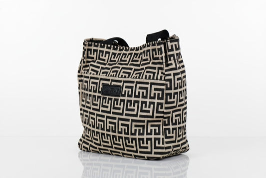 Maze Print Handbag – Trendy Cotton Chic for Everyday Glam