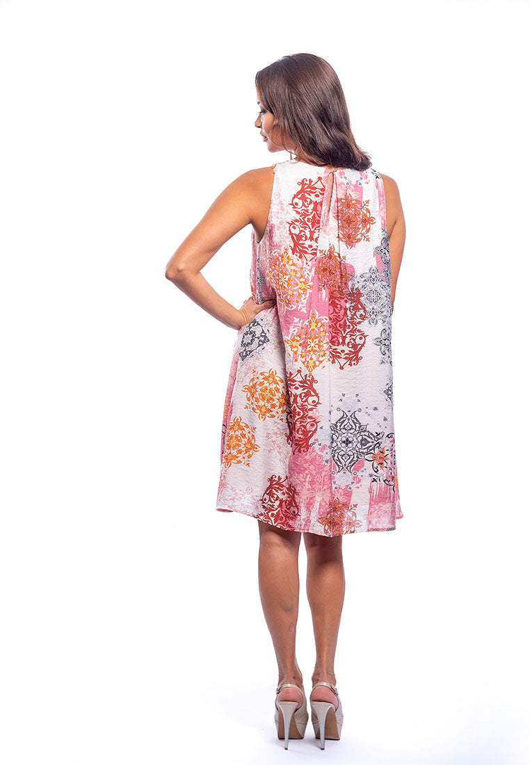 East India Company Amber Elegance Printed Short Dress - Dusty Pink
