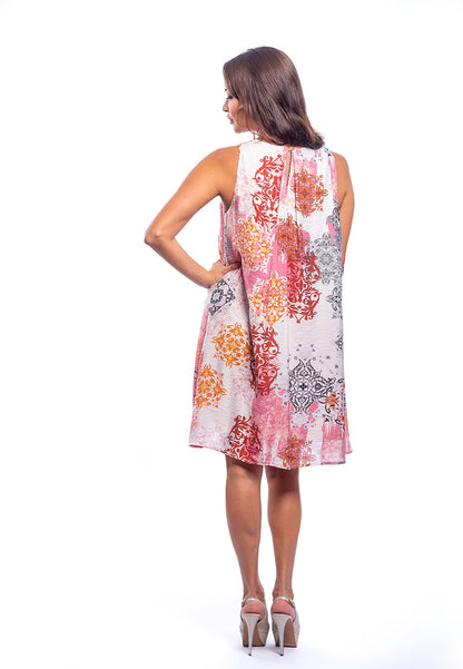 East India Company Amber Elegance Printed Short Dress - Dusty Pink