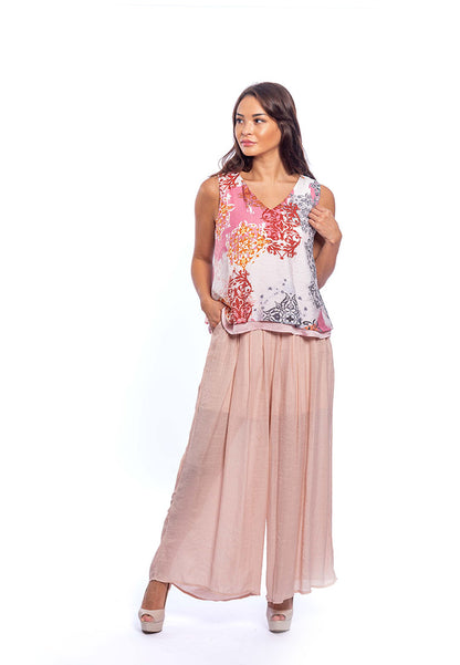 East India Company Abby Printed Sleeveless Blouse - Pink