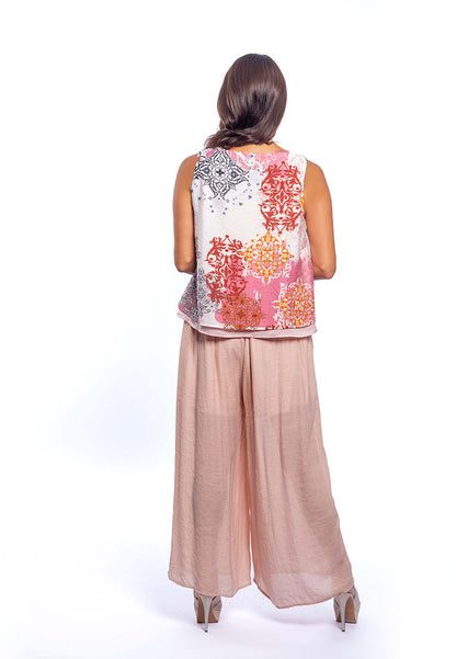 East India Company Abby Printed Sleeveless Blouse - Pink