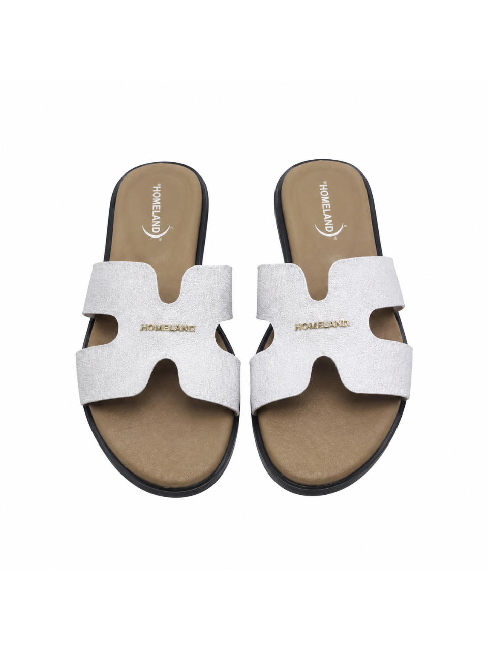 White H-Cut Flat Slide Sandals