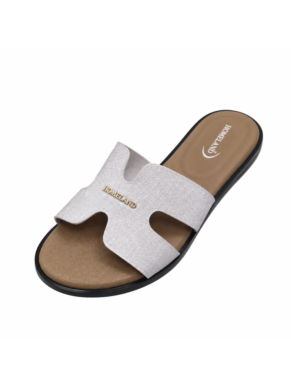 White H-Cut Flat Slide Sandals