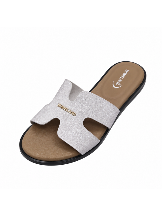 Angel & Kelly - White H-Cut Flat Slide Sandals