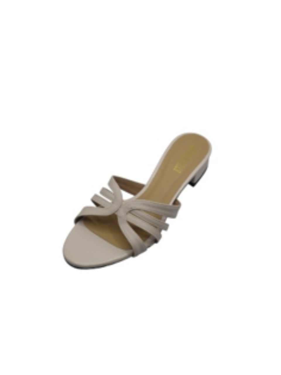 Beige Strappy Low-Heel Mule Sandals