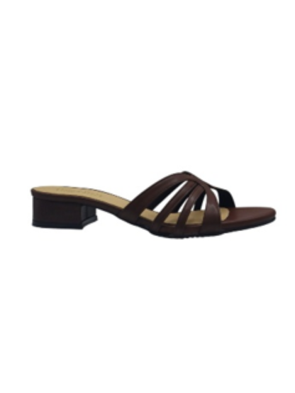 Brown Strappy Low-Heel Mule Sandals