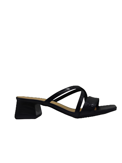 Angel & Kelly - Black Minimal Low Block-Heel Sandals