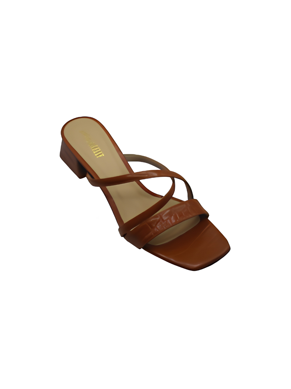 Angel & Kelly - Cognac Brown Strappy Block-Heel Sandals