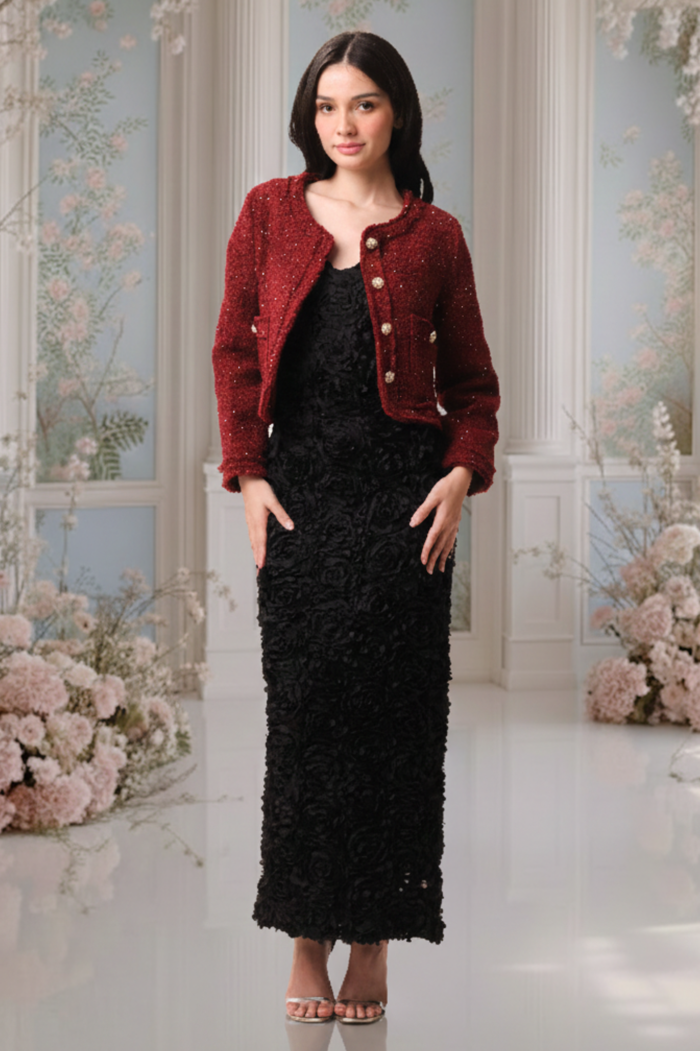 SOMERSET BAY - LONG SLEEVE JACKET - PINK & MAROON