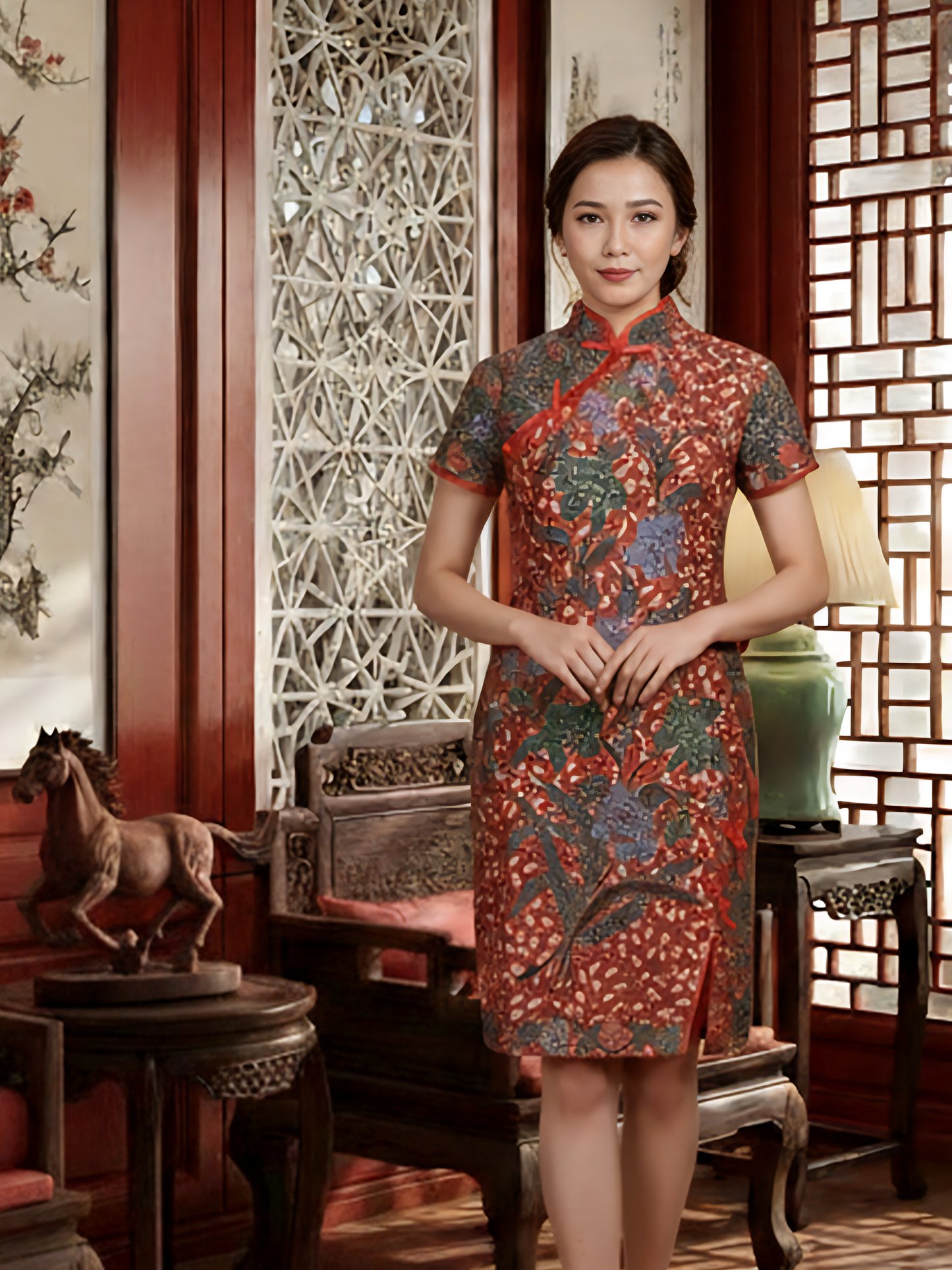 INDIE - MINI CHEONGSAM DRESS - MAROON