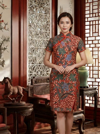 INDIE - MINI CHEONGSAM DRESS - MAROON