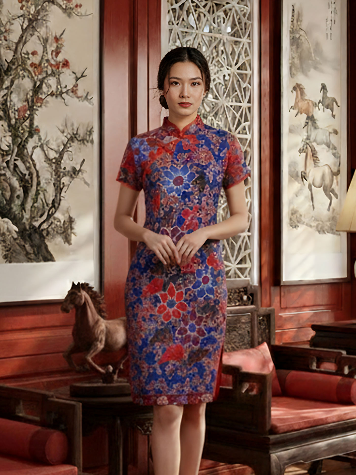 INDIE - MINI CHEONGSAM DRESS - BLUE